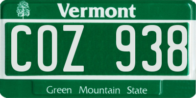 VT license plate COZ938