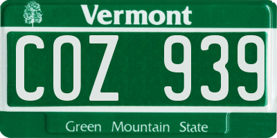 VT license plate COZ939