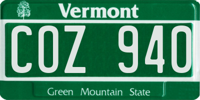 VT license plate COZ940