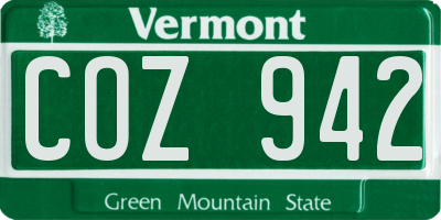 VT license plate COZ942