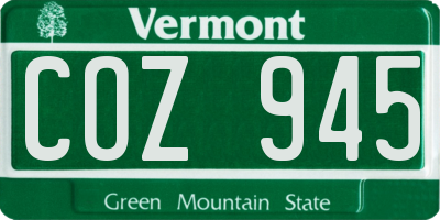 VT license plate COZ945