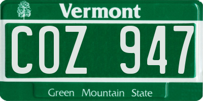 VT license plate COZ947