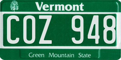 VT license plate COZ948