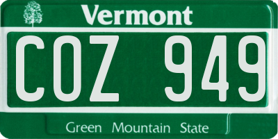 VT license plate COZ949