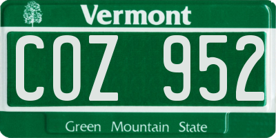 VT license plate COZ952