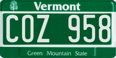 VT license plate COZ958