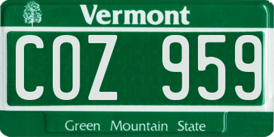 VT license plate COZ959