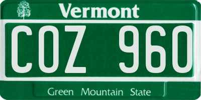 VT license plate COZ960