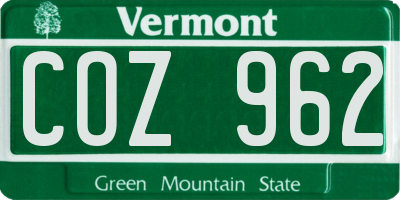 VT license plate COZ962