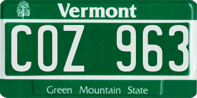 VT license plate COZ963
