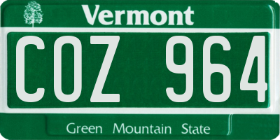 VT license plate COZ964
