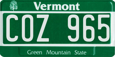 VT license plate COZ965