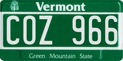 VT license plate COZ966
