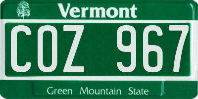 VT license plate COZ967