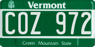 VT license plate COZ972