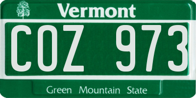 VT license plate COZ973