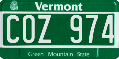 VT license plate COZ974