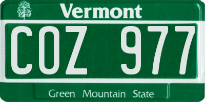 VT license plate COZ977