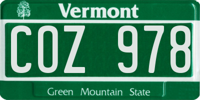 VT license plate COZ978