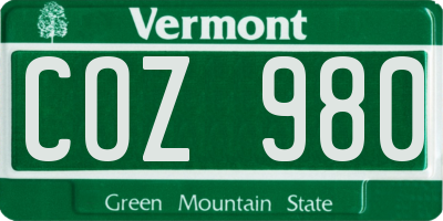 VT license plate COZ980