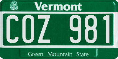 VT license plate COZ981