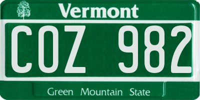 VT license plate COZ982