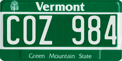 VT license plate COZ984