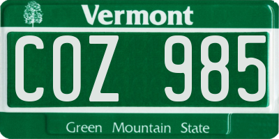 VT license plate COZ985
