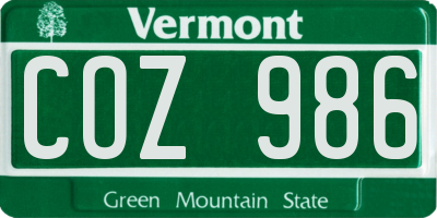 VT license plate COZ986
