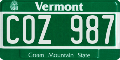 VT license plate COZ987