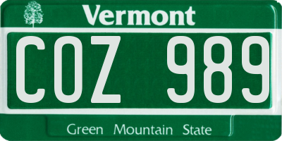 VT license plate COZ989