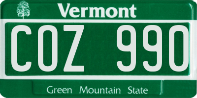 VT license plate COZ990