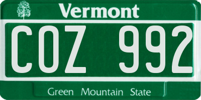 VT license plate COZ992