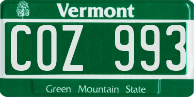 VT license plate COZ993