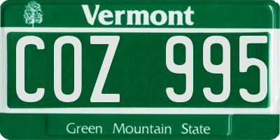 VT license plate COZ995