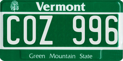 VT license plate COZ996