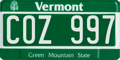 VT license plate COZ997