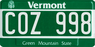 VT license plate COZ998