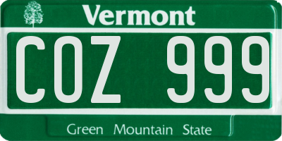 VT license plate COZ999