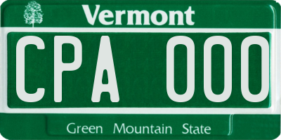 VT license plate CPA000