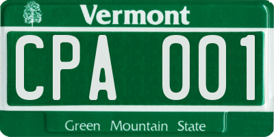 VT license plate CPA001