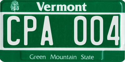 VT license plate CPA004