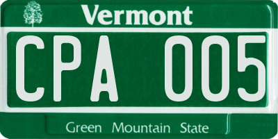 VT license plate CPA005