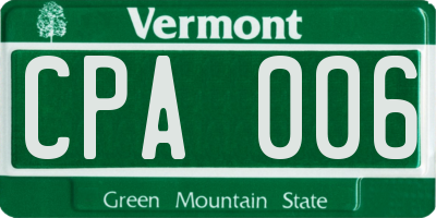 VT license plate CPA006