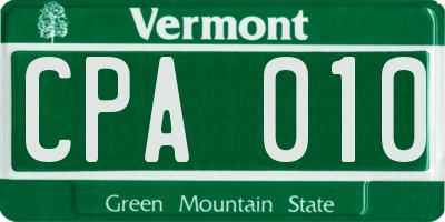 VT license plate CPA010