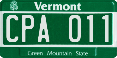 VT license plate CPA011
