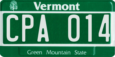 VT license plate CPA014