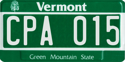 VT license plate CPA015