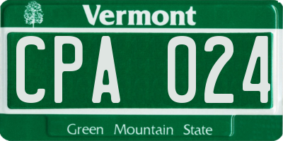 VT license plate CPA024