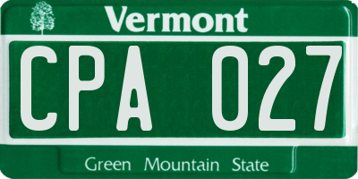 VT license plate CPA027